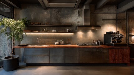 Modern industrial kitchen interior