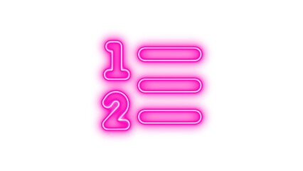 Neon sign with numbers 1 and 2 and lines, resembling a list