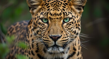Obraz premium Leopards intense gaze emerald eyes