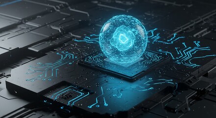 Glowing sphere on circuit board