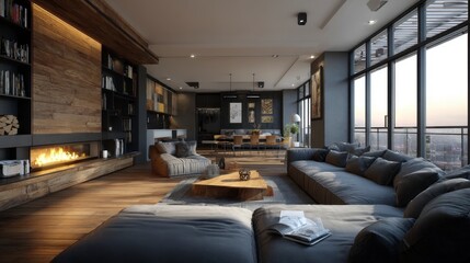 Fototapeta premium Modern interior living room design