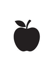 Minimalist Apple Silhouette Icon in Black on White Background