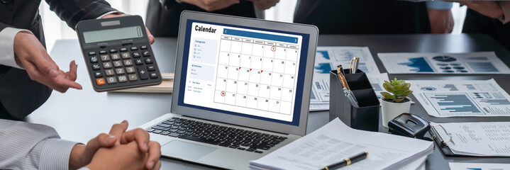 Calendar on computer software application for brisk schedule planning for personal organizer and...