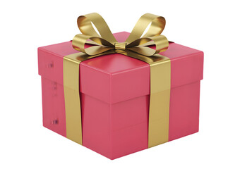 Obraz premium Pink Gift Box with Gold Ribbon and Bow