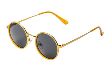 Vintage yellow sunglasses with dark lenses isolated on White Background
