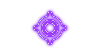 Glowing Neon Target Symbol, Neon location crosshairs icon glow with transparent background