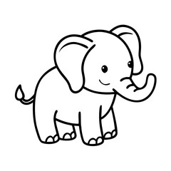 Naklejka premium Elephant Cartoon Line Drawing