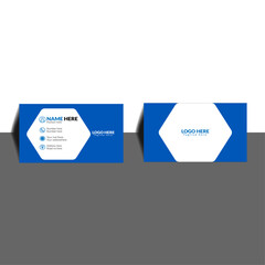 Hexagon Blue and White Business Card Template Design