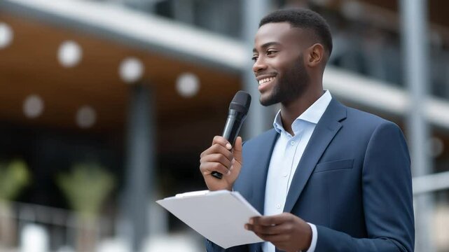 Professional interpreter facilitating seamless multilingual communication at an international conference.