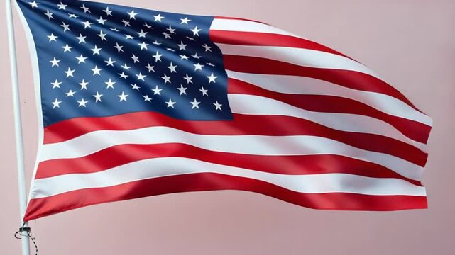 American flag waving in slow motion
