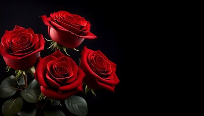 Obraz premium red roses on black