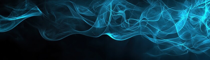 Obraz premium Mystical blue smoke, abstract swirling patterns on dark background