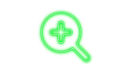 Fototapeta premium Glowing Neon Magnifying Glass Icon, Neon magnifying glass plus icon glow with transparent background