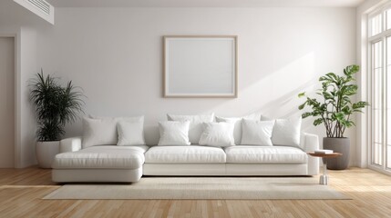 Fototapeta premium Modern living room interior design mockup