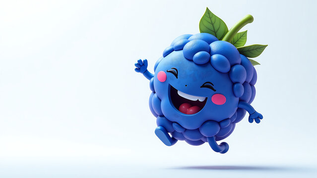 bright blueberry character bold lines dynamic energy set soft white background subtle gradient lighting capturing