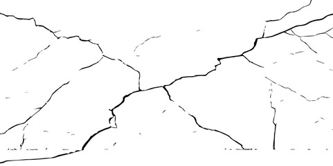 Black grunge effect on white background.Texture soil dry crack background pattern.