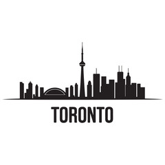 Fototapeta premium Toronto skyline horizontal banner. Black Toronto, Canada. Vector template for your design. Vector black silhouette. with white background