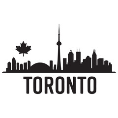 Fototapeta premium Toronto skyline horizontal banner. Black Toronto, Canada. Vector template for your design. Vector black silhouette. with white background