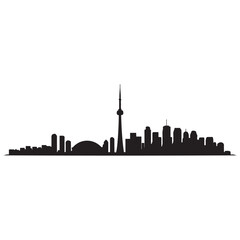 Obraz premium Toronto skyline horizontal banner. Black Toronto, Canada. Vector template for your design. Vector black silhouette. with white background