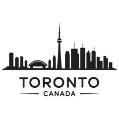 Obraz premium Toronto skyline horizontal banner. Black Toronto, Canada. Vector template for your design. Vector black silhouette. with white background