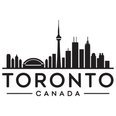 Obraz premium Toronto skyline horizontal banner. Black Toronto, Canada. Vector template for your design. Vector black silhouette. with white background