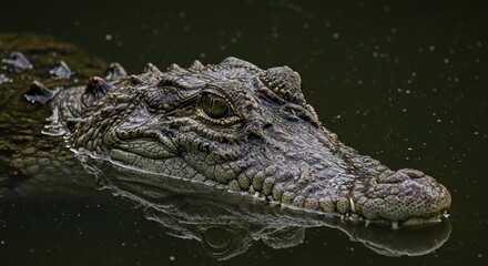 Obraz premium Submerged predator watchful eye emerges