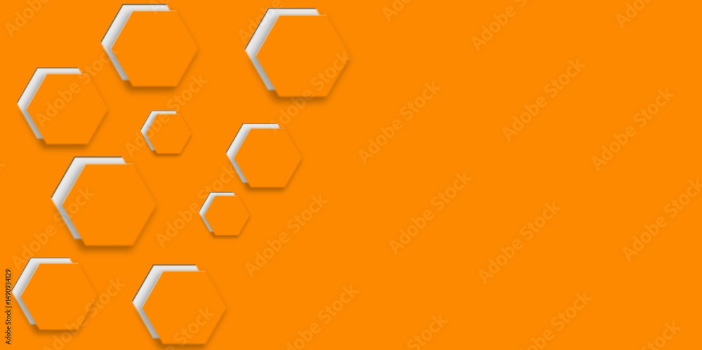 Poster Modern abstract background with place for your text in orange color - geometric pattern with soft shadows and cutouts in the background