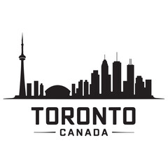 Obraz premium Toronto skyline horizontal banner. Black Toronto, Canada. Vector template for your design. Vector black silhouette. with white background