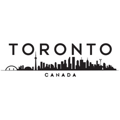 Fototapeta premium Toronto skyline horizontal banner. Black Toronto, Canada. Vector template for your design. Vector black silhouette. with white background