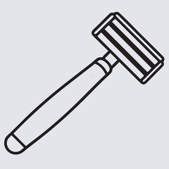 safety razor blade line art silhouette vector art illustration, hand drawn vector illustration of a shovel