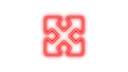 Obraz premium Neon maximize icon glow with transparent background