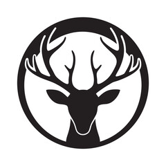 Circle deer antlers stencil icon vector silhouette on white background