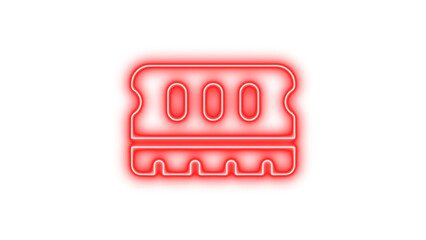 Neon memory icon glow with transparent background