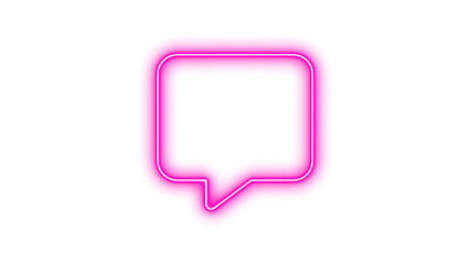 Glowing neon speech bubble, symbolizing communication, Neon message icon glow with transparent background