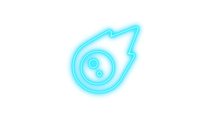 Neon Comet with Smiling Face, Neon meteor icon glow with transparent background