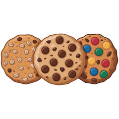 Assorted cookie set isolated vector illustration