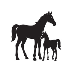 Horse And Foal In Meadow