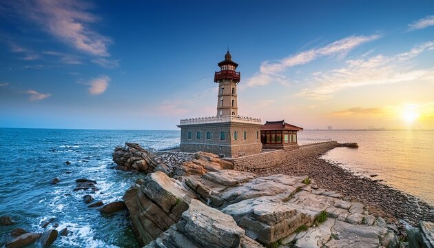historical architecture search shandong rizhao landmark architecture shijiu old lighthouse