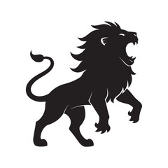 Lion Roaring In Jungle Silhouette