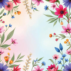 seamless  flower pattern on  watercolor background