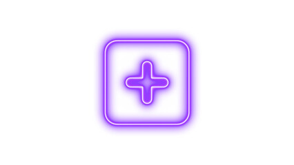 Obraz premium Glowing Neon Plus Sign Icon, Neon square plus glow with transparent background