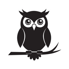 Owl Sitting On Branch Silhouette