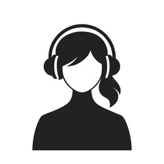 Teen Girl Wearing Headphones Silhouette