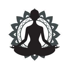 Yoga Woman With Mandala Silhouette