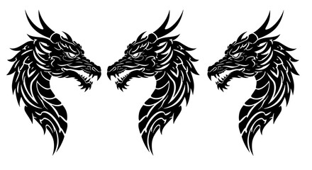 Obraz premium Tribal Dragon Heads: A Trilogy