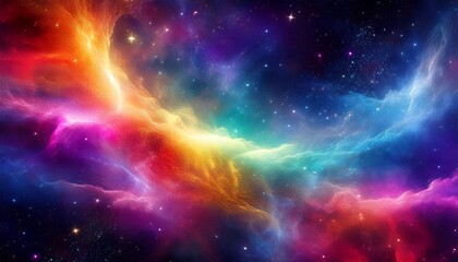space nebulas in multicolored rainbow colors infinity concept background banner with space for text