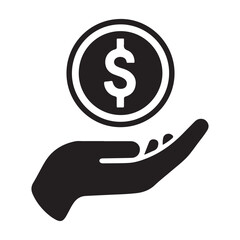 Money Icon vector silhouette, Money Icon On the hand vector silhouette, payment glyph icon, Dollar, money, payment sign
