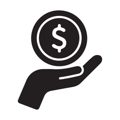Money Icon vector silhouette, Money Icon On the hand vector silhouette, payment glyph icon, Dollar, money, payment sign