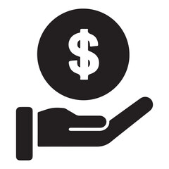 Money Icon vector silhouette, Money Icon On the hand vector silhouette, payment glyph icon, Dollar, money, payment sign