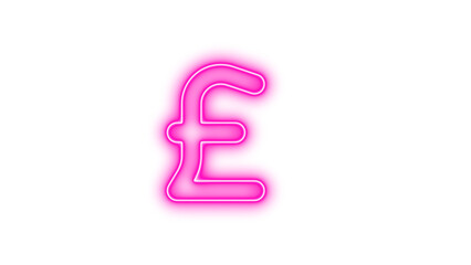 Glowing Neon Pound Sterling Symbol, Neon sterling sign glow with transparent background